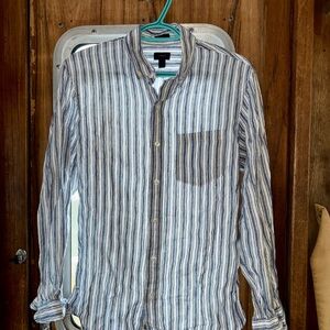J. Crew Striped 100% Linen Button-down Shirt